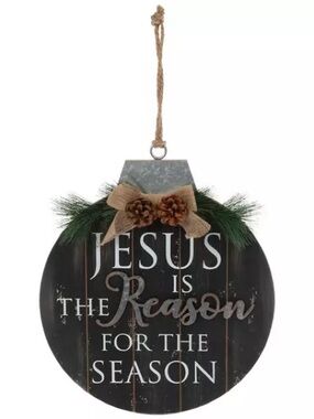 NWT Rustic 'Jesus Is The Reason For The Season' Hanging Ornament - Black